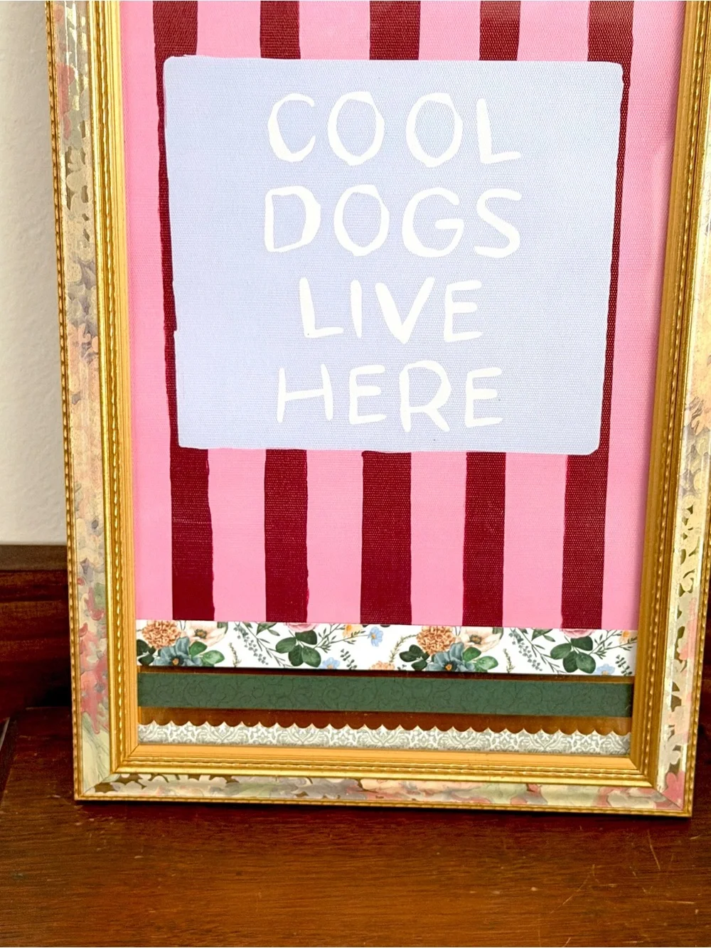 Cool Dogs Live Here Baroque Floral Vintage Maximalist Canvas Art Print Framed